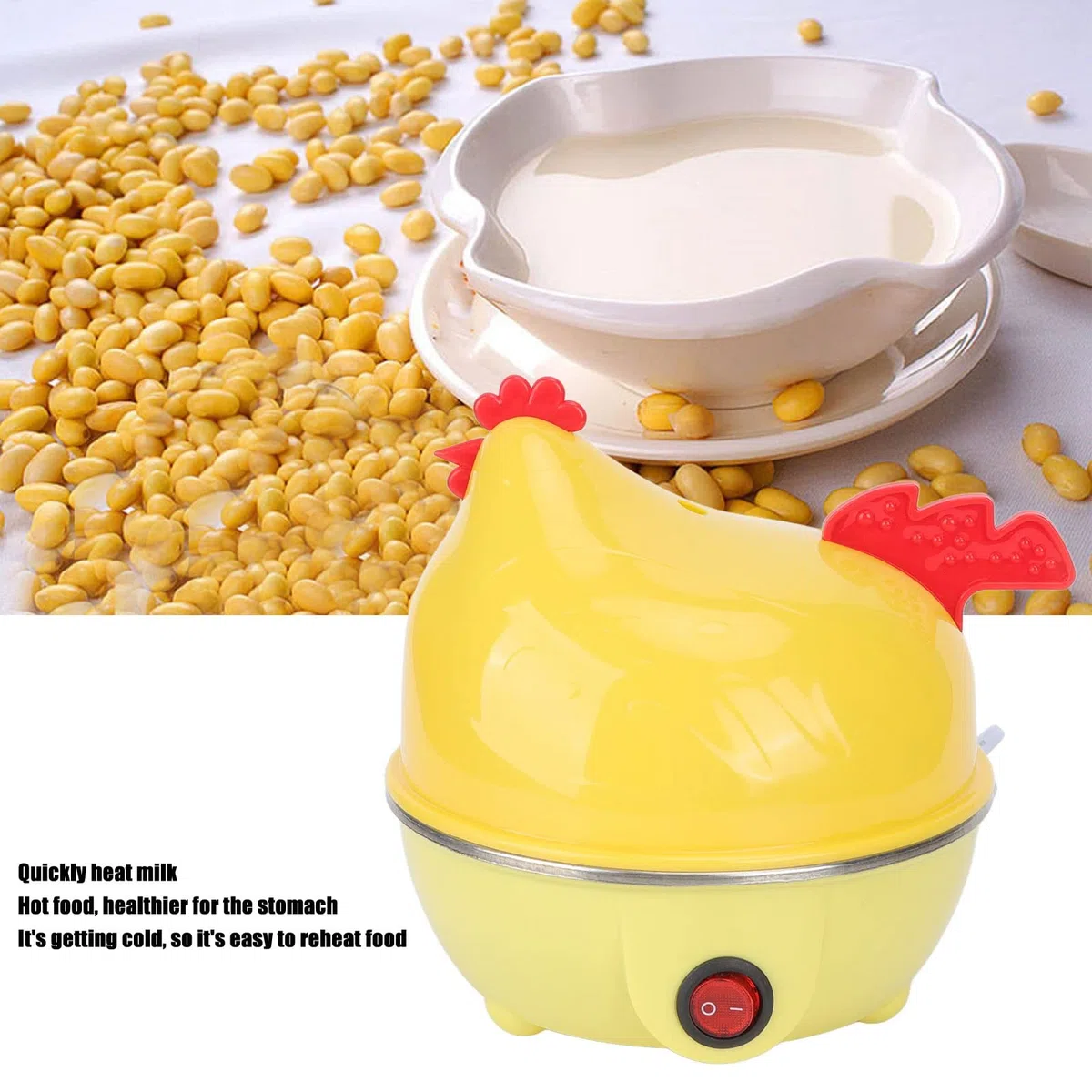 Hervidor de Huevos Eléctrico, Hervidor de Huevos Rápido con Apagado Automático para Huevos Duros, Huevos Escalfados, Huevos Revueltos, Tortillas(Amarillo)