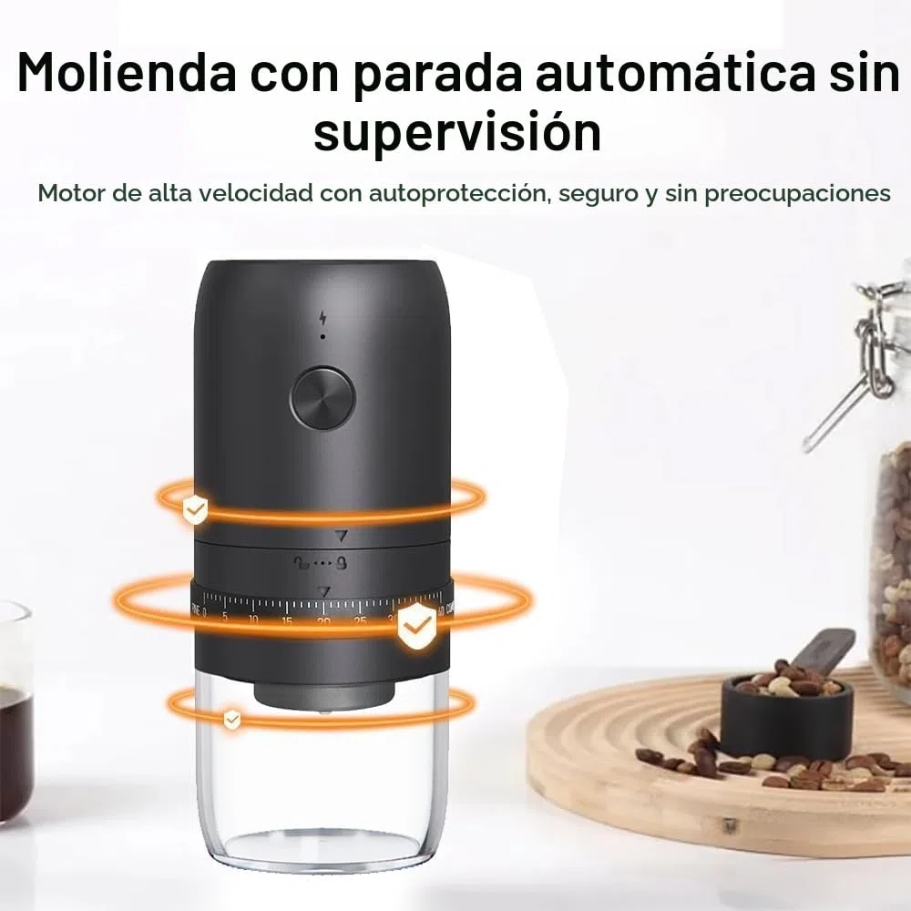 Molinillo de Cafe Electrico Portátil, Pequeño Coffee Grinder Eléctrico Inalámbrico, 40 Ajustes Ajustables, Recargable Molinillo de Granos de Café con Muelas de Cerámica para Viajes, Camping, Oficina