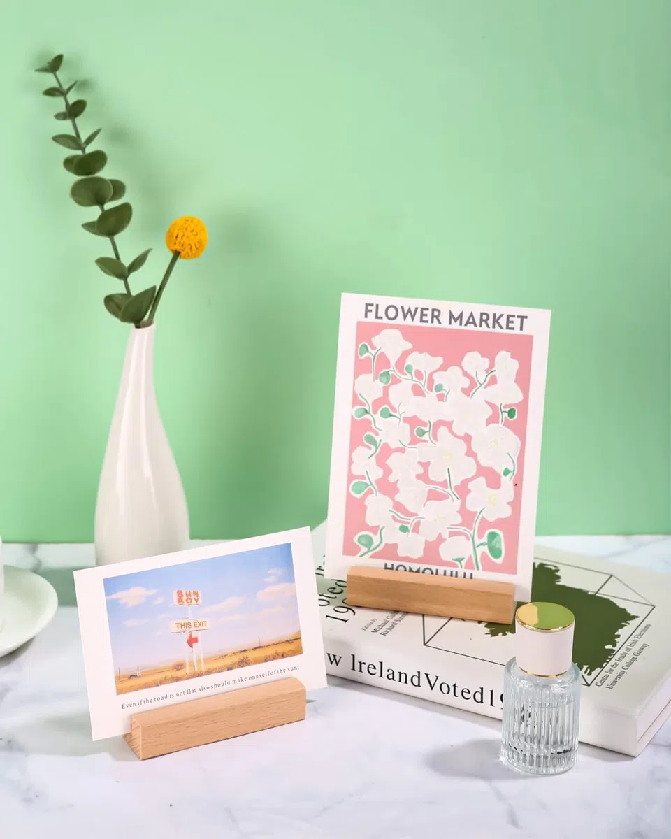 24 soportes de madera para tarjetas, tarjetas de mesa de boda con adhesivo de doble cara, soporte para fotos, soporte para tarjetas postales para restaurantes, bodas, banquetes y fiestas