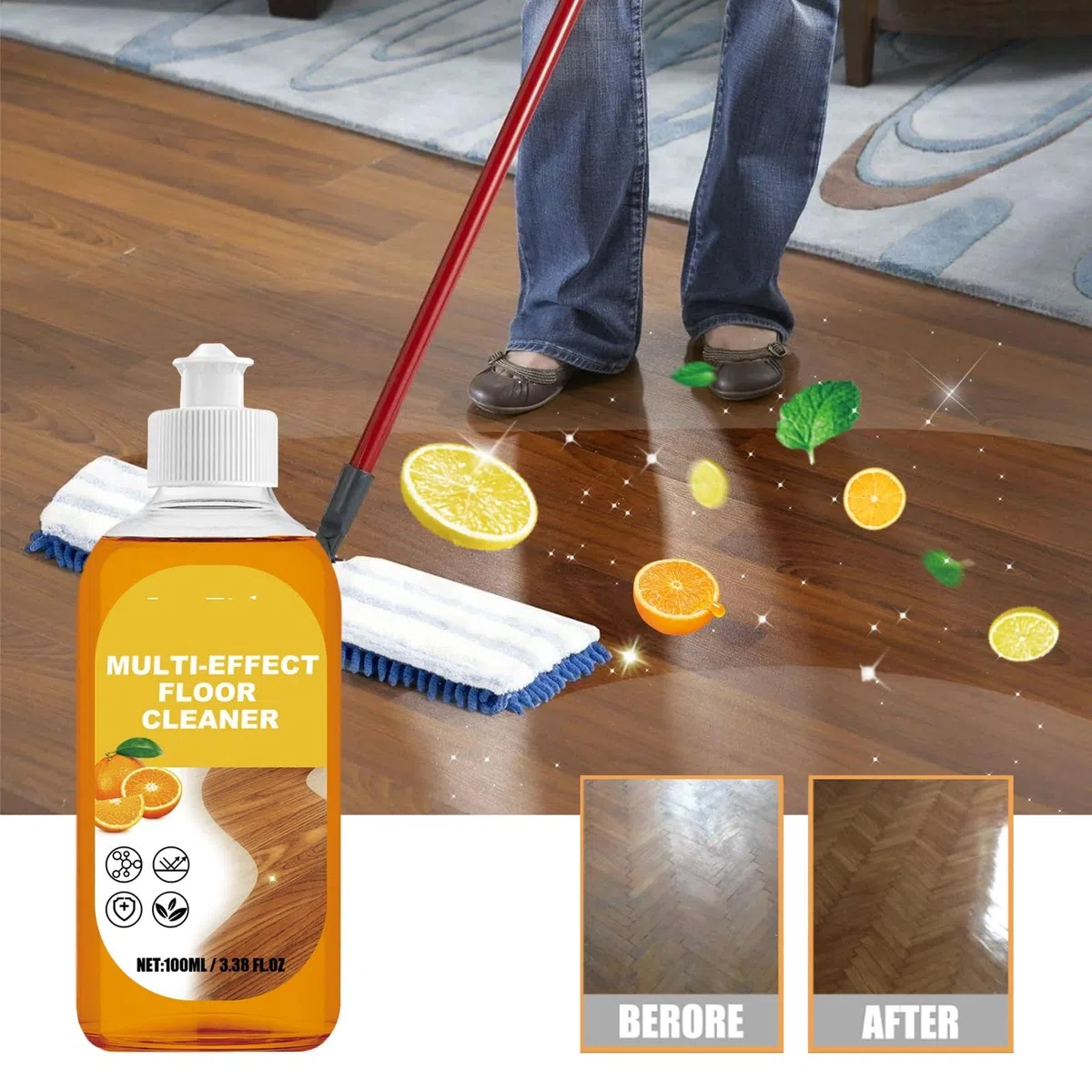 Limpiador de manchas for pisos de madera, abrillantador for pulido de azulejos, detergente for eliminar la suciedad del piso, Compatible con aspiradora Dreame W10 Pro / D9 Max / L10 Pro/ H11 Max(100ml