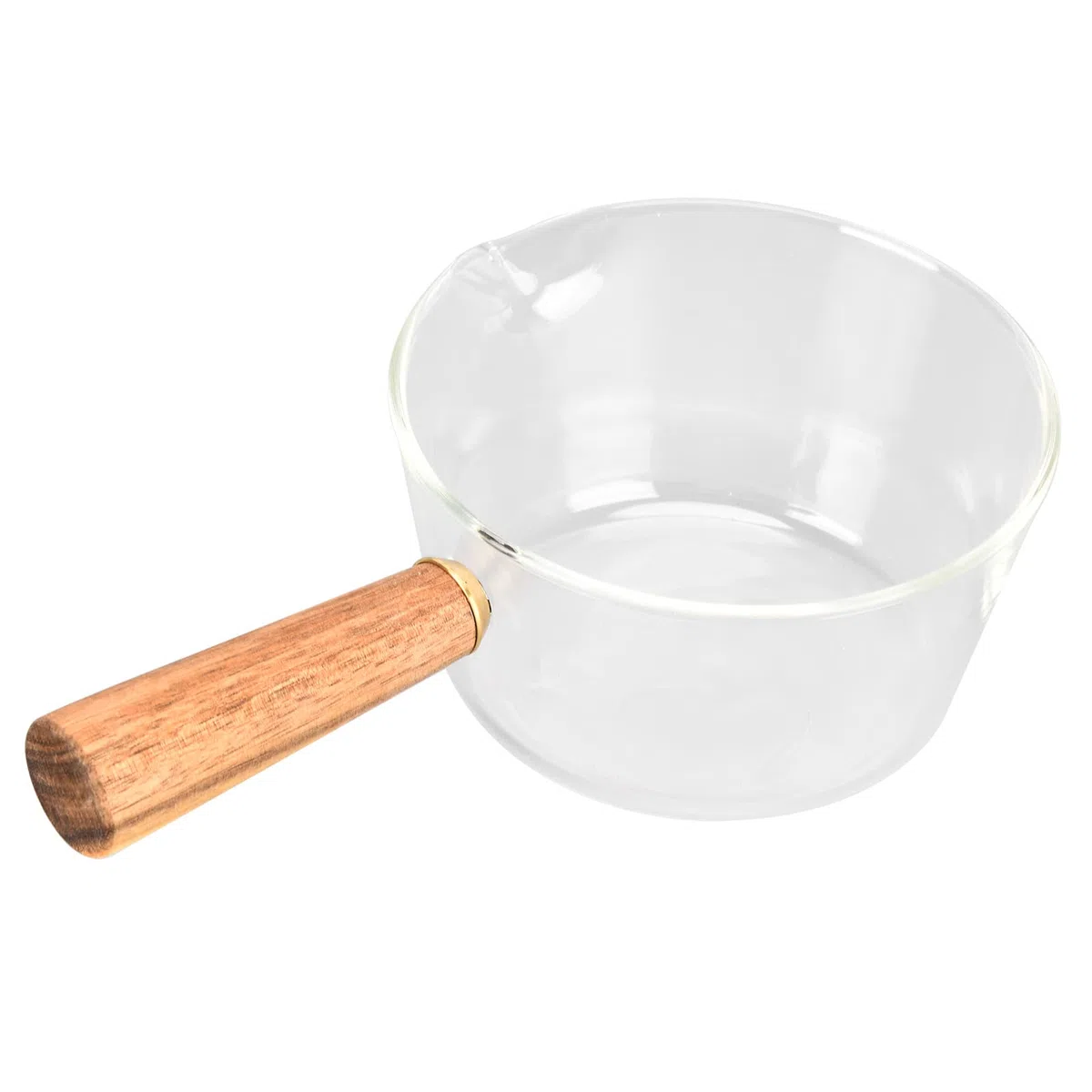Ejoyous Cacerola para leche de cristal con mango de madera, cacerola, cacerola, cacerola para pasta con pico en V, cacerola para leche, sopa, pasta, huevos, arroz (400 ml)