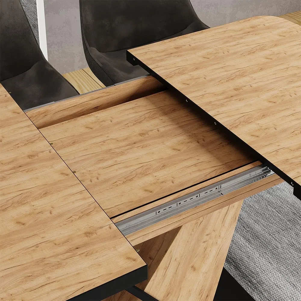 Vicco Mesa de Comedor Fenaro, Roble Dorado, 120-160 x 80 cm | extensible, extensible hasta 160 cm con placa adicional integrada
