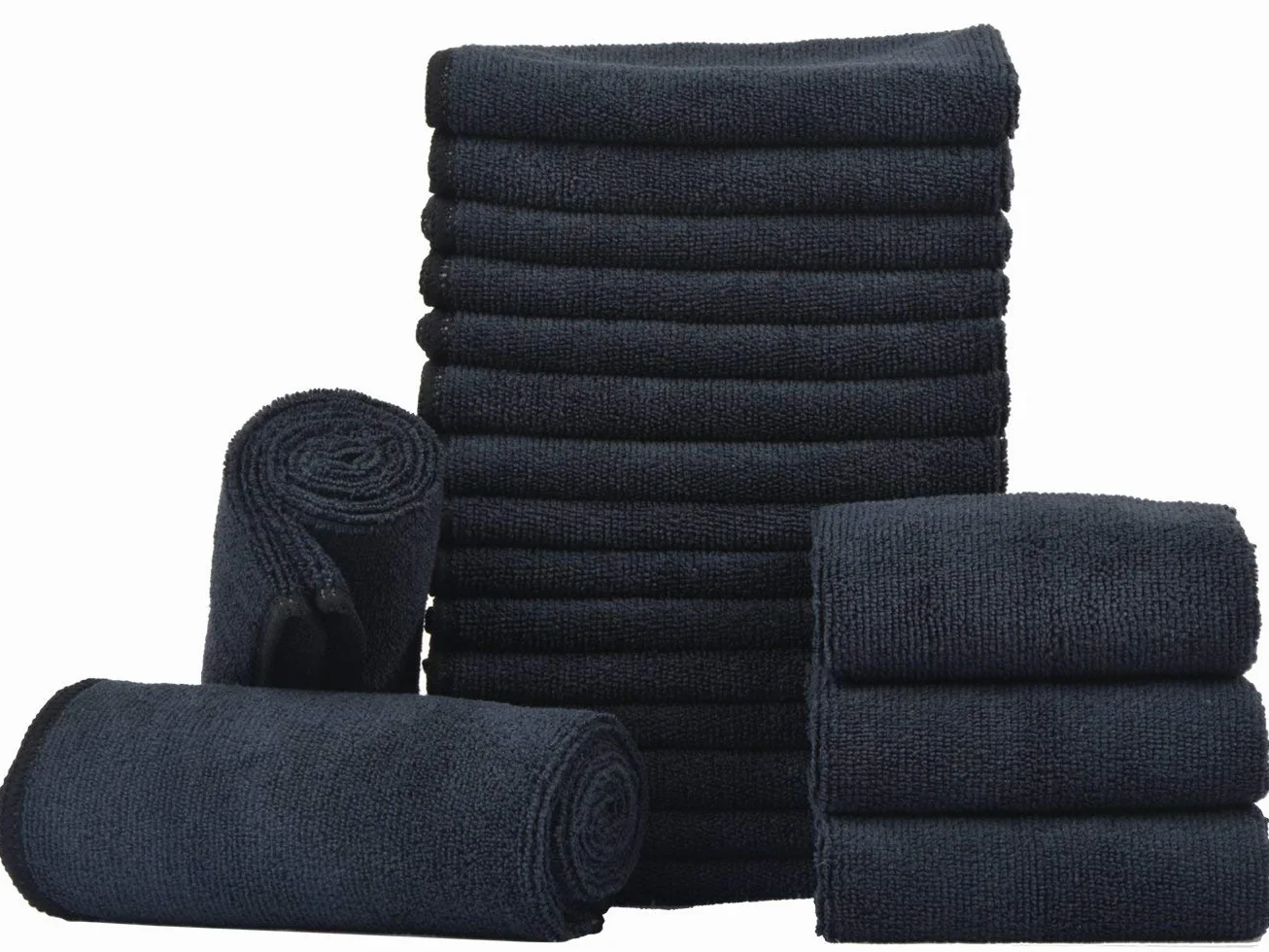 KinHwa Paños de Limpieza de Microfibra Negros, 20 Paquetes de paños de Cocina Gruesos para Fregar Platos, superabsorbentes y Suaves, sin Pelusa, para Uso doméstico Multiusos, 30 cm x 30 cm