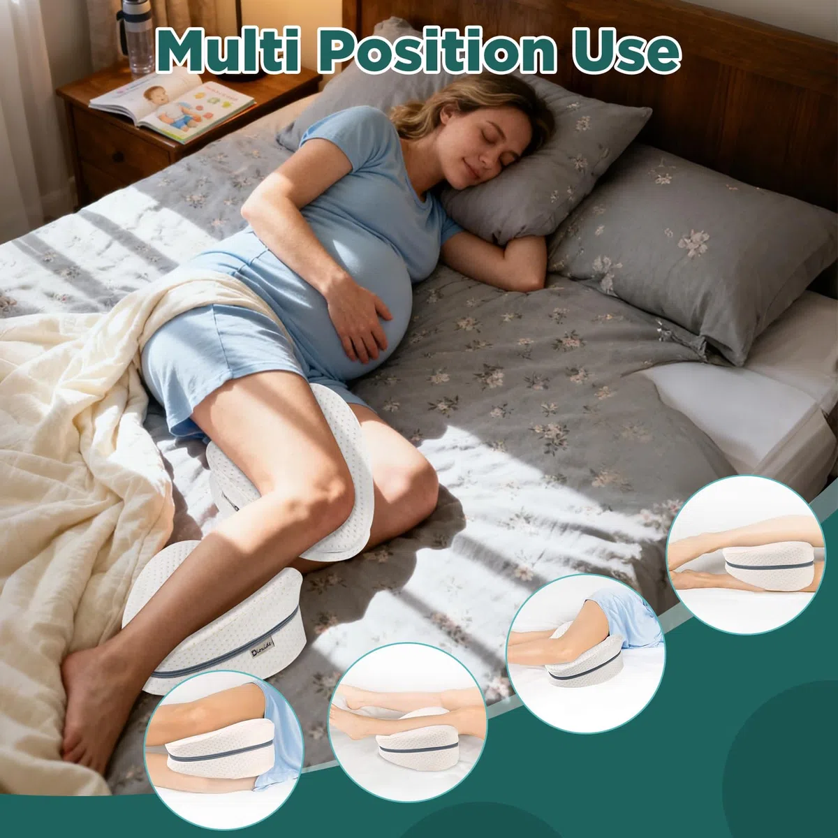 Dioxide Almohada Piernas Dormir, Almohada Rodillas para Dormir con Almohada para Piernas para Dormidores Laterales,Cojín de Soporte Pélvico para Piernas,Rodillas,Caderas,Espalda y Embarazo(Blanco)