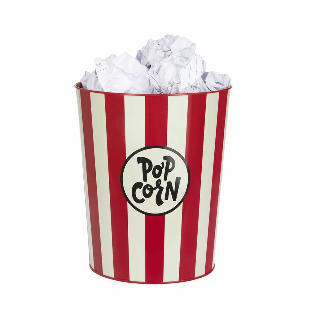 Balvi Papelera Popcorn Color Rojo y Beige Los Papeles simulan Palomitas Metal