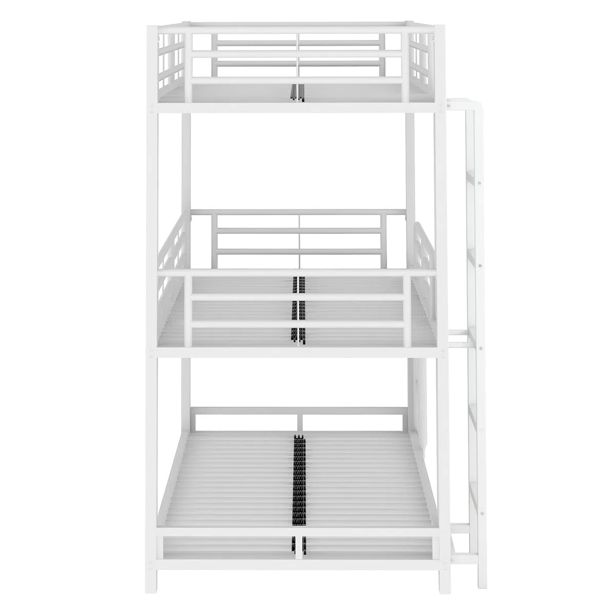 Lcoho Cama de metal, litera, cama de hierro, litera triple para niños, adolescentes y adultos (blanco)