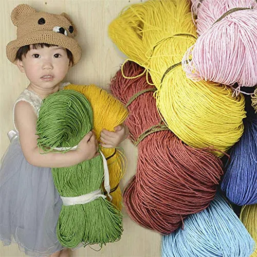 600 Metros/Rollo de Hilo de Paja de Rafia Natural para Tejido a Mano de Ganchillo, Sombrero de Verano, Bolso, cestas de cojín, Material de Tejer DIY