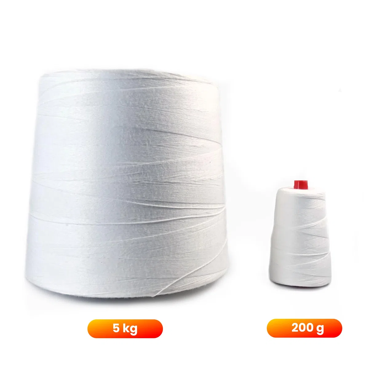 Bobina de Hilo Grueso de Poliéster para sistema de costura industrial | Hilo para coser Sacos | Cuerda de Alta Resistencia para Cerrar Costales | Color Blanco | 1 Bobina de 5 kg
