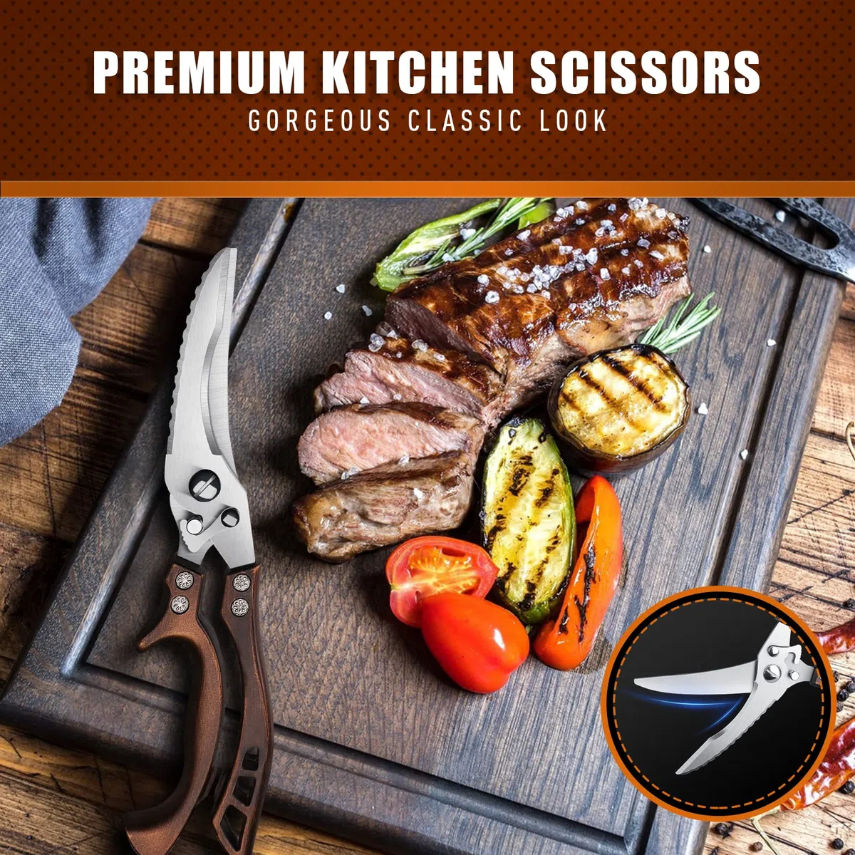 DRAGON RIOT Tijeras Cocina Profesionales, Tijeras de Pollo, Tijeras de Cocina de Alta Resistencia, Tijeras Multiusos para Pollo, Hueso, Carne, Pavo, Pescado Día de Acción de Gracias de Navidad