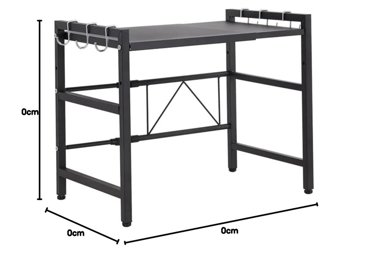 LANTUS Soporte Extensible para Microondas Estante para Horno de Microondas de Acero al Carbono-40/64 * 45 * 36.5cm -Black -1pc