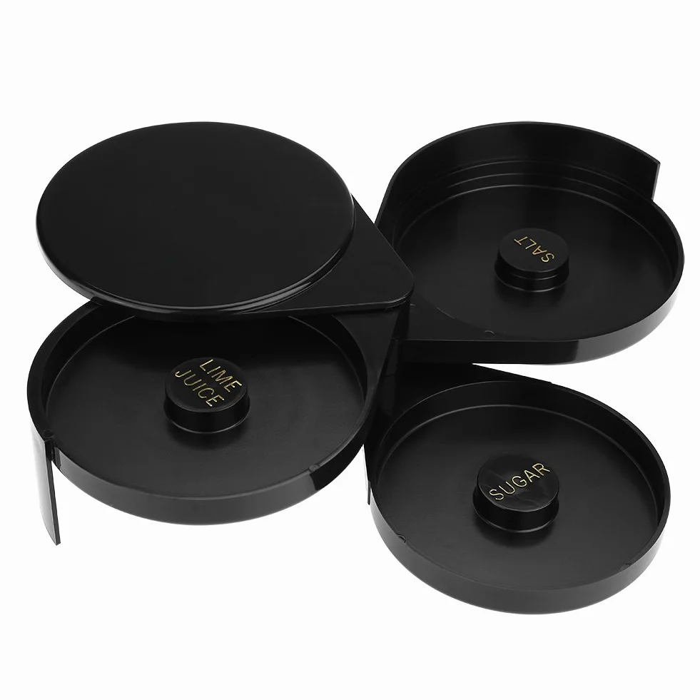 Escarchador de copas de 3 niveles, bandeja acrílica para sal, azúcar y lima, juego de escarchador de margaritas, caja compacta para escarchador de azúcar y sal,