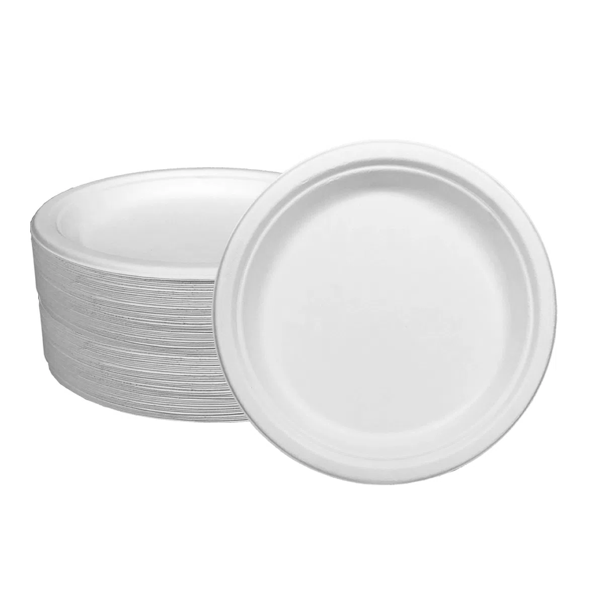 Platos desechables y ecológicos de caña de azúcar. Pack de 200 Unidades y 22 cm. Compostables y biodegradables.