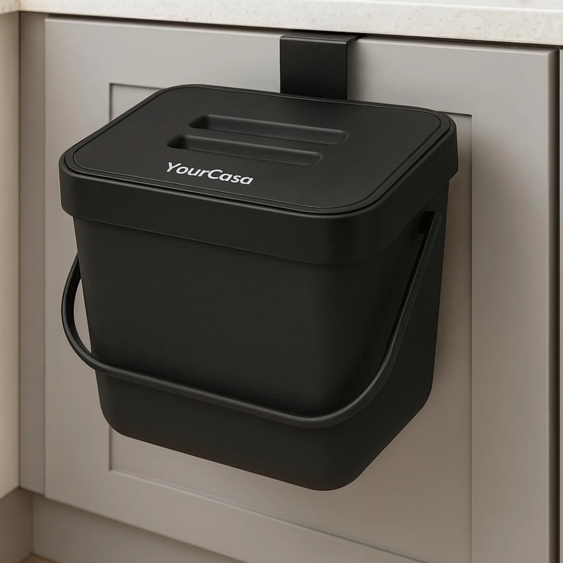 YourCasa® Cubo de Basura Orgánica para Cocina, 7 L, para Colgar, Colador, Compostaje, Apto para Lavavajillas, Contenedor