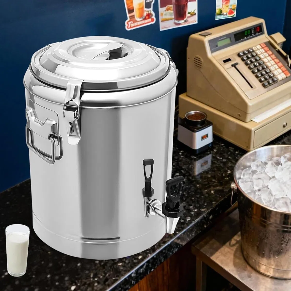 Dispensador de Bebidas Cubo Grande Aislado Hermético Alimenticio | Cubo Dispensador De Agua Para Bebidas Heladas para Café, Té, , Limonada, Picnic, Cafetería, Restaurante,