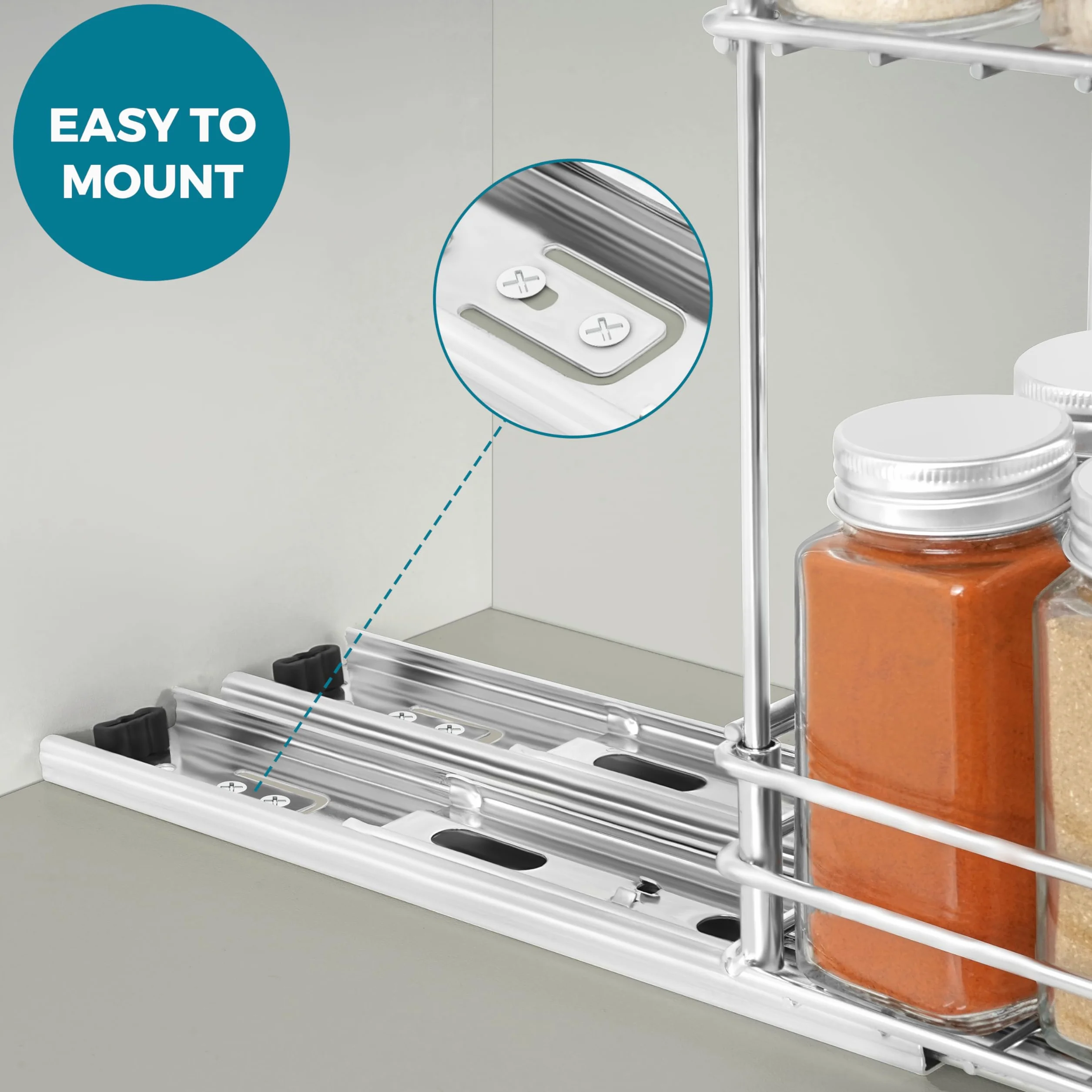 Winter Shore Organizador Especias Extraíble de 2 Niveles - Cajones Deslizables para Armarios de Cocina - Estanterias Almacenaje Deslizables Bajo Fregadero - Organizador Fregadero para Despensas