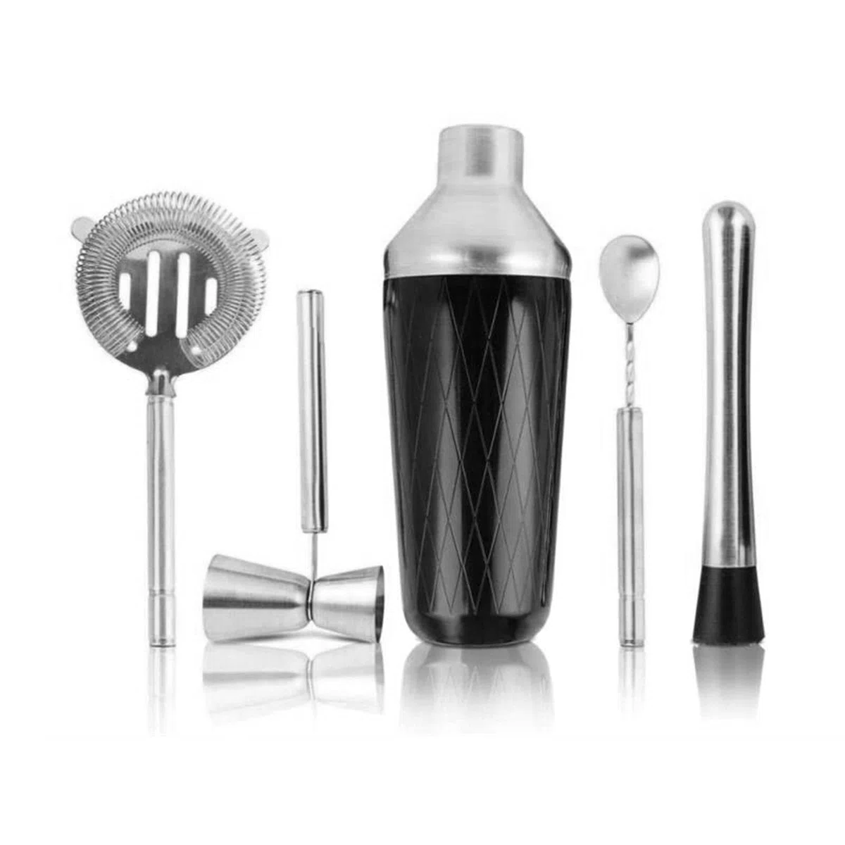 Juego de Coctelera Cocktail Shaker Bar Set con Accesorios - Kit de Martini con Jigger de medición y Cuchara de Mezcla, colador, Herramientas de Barra Profesional de Muddler Agitador de Cócteles