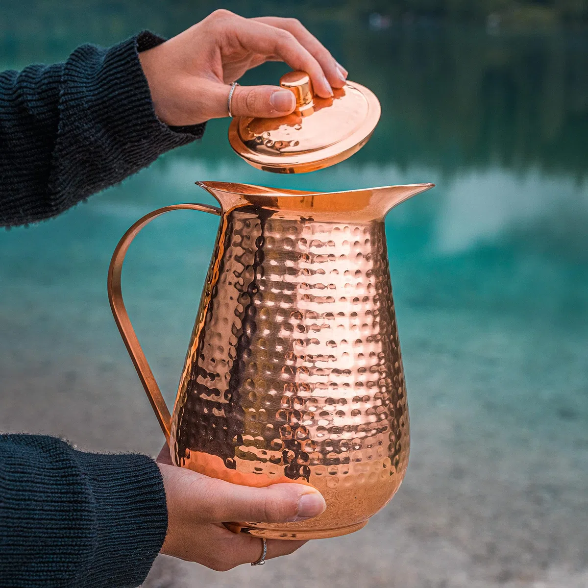 Kosdeg jarra de cobre extra grande 68 oz - jarra de cobre puro