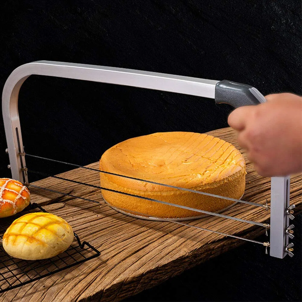 MINUS ONE Cortador de tartas de acero inoxidable de 3 alambres, cortador de tartas