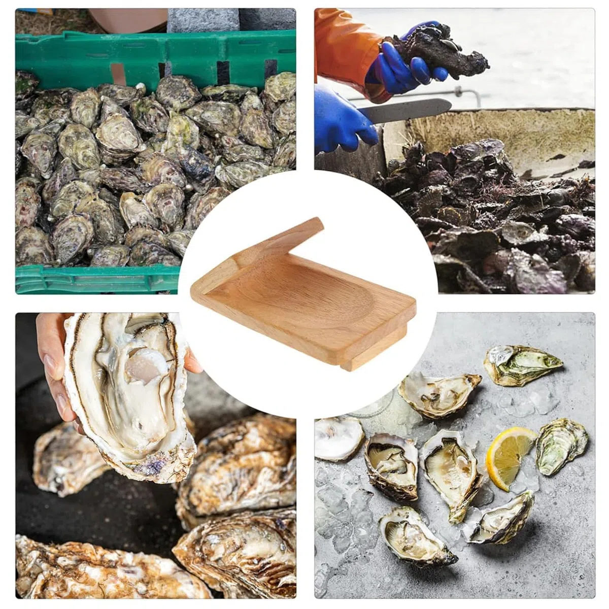 Oyster Shucking Clamp, Oyster Shucking Knife Kit, Wooden Oyster Shucking Block, Handguard Oyster Shucking Clamp Seafood Tools (2)