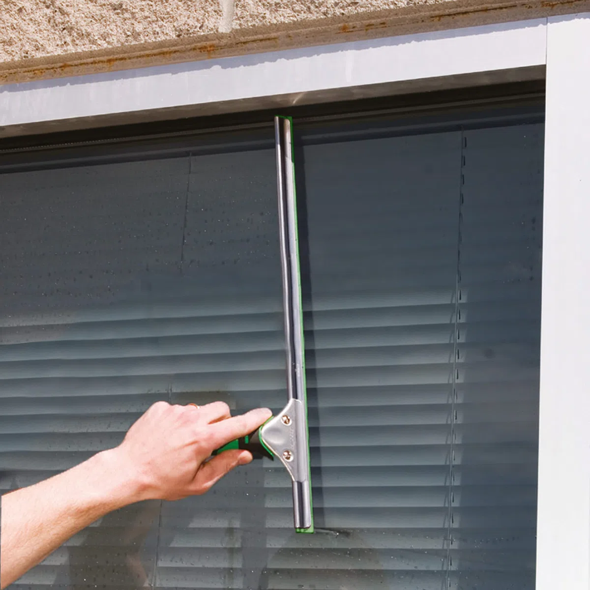 UNGER ErgoTec Escobilla de goma (35 cm de ancho, con guía en forma de S y goma verde, para limpiar ventanas sin dejar rayas) ES35G