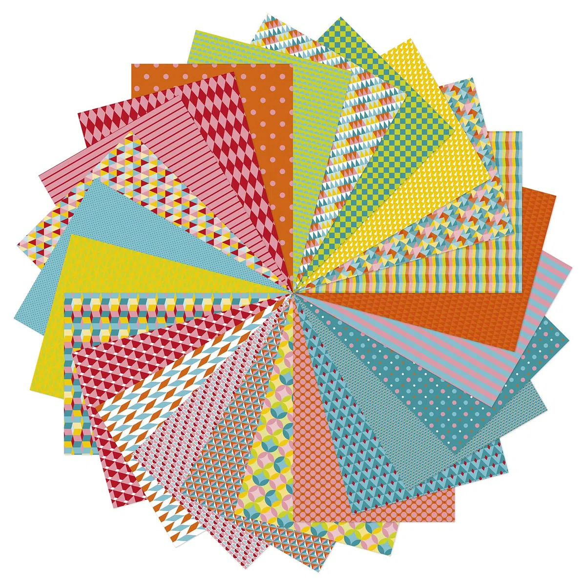 AVENUE MANDARINE - 96 hojas impresas con motivos geométricos - Ocio creativo, scrapbooking y DIY - 24 diseños decorativos x 4, doble cara - A4, 21 x 29,7 cm 80 g - CC058C Paper Pack Geometric