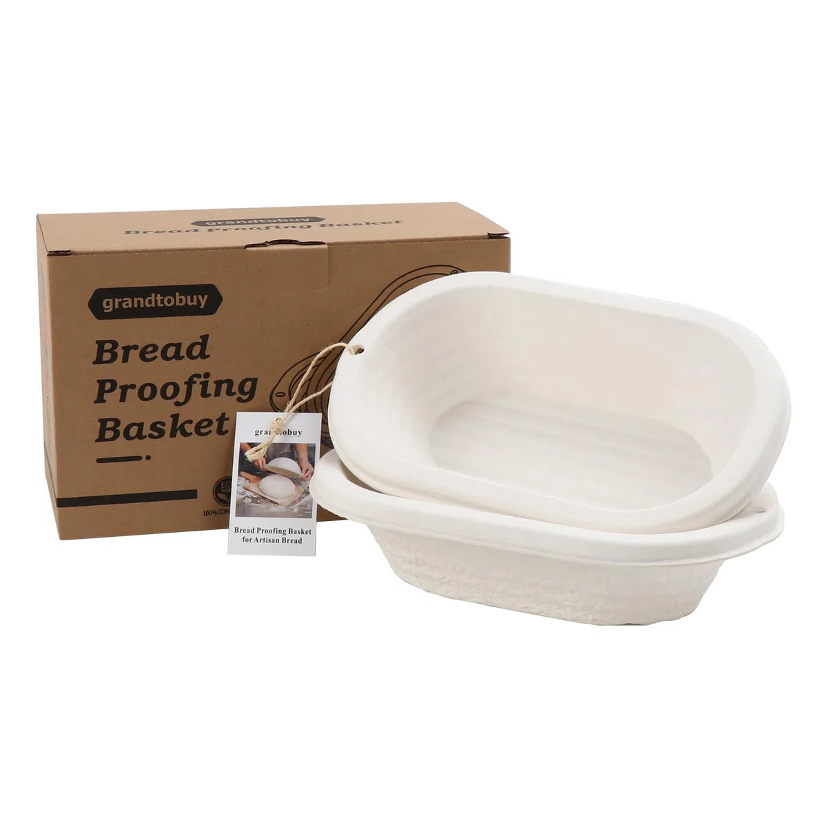 Cesta ovalada de 2 x 28 cm para prueba de pan de pulpa de pan de masa madre Banneton Bortform con forro de lino, cubierta de tela, suministro para hornear pan profesional y casero
