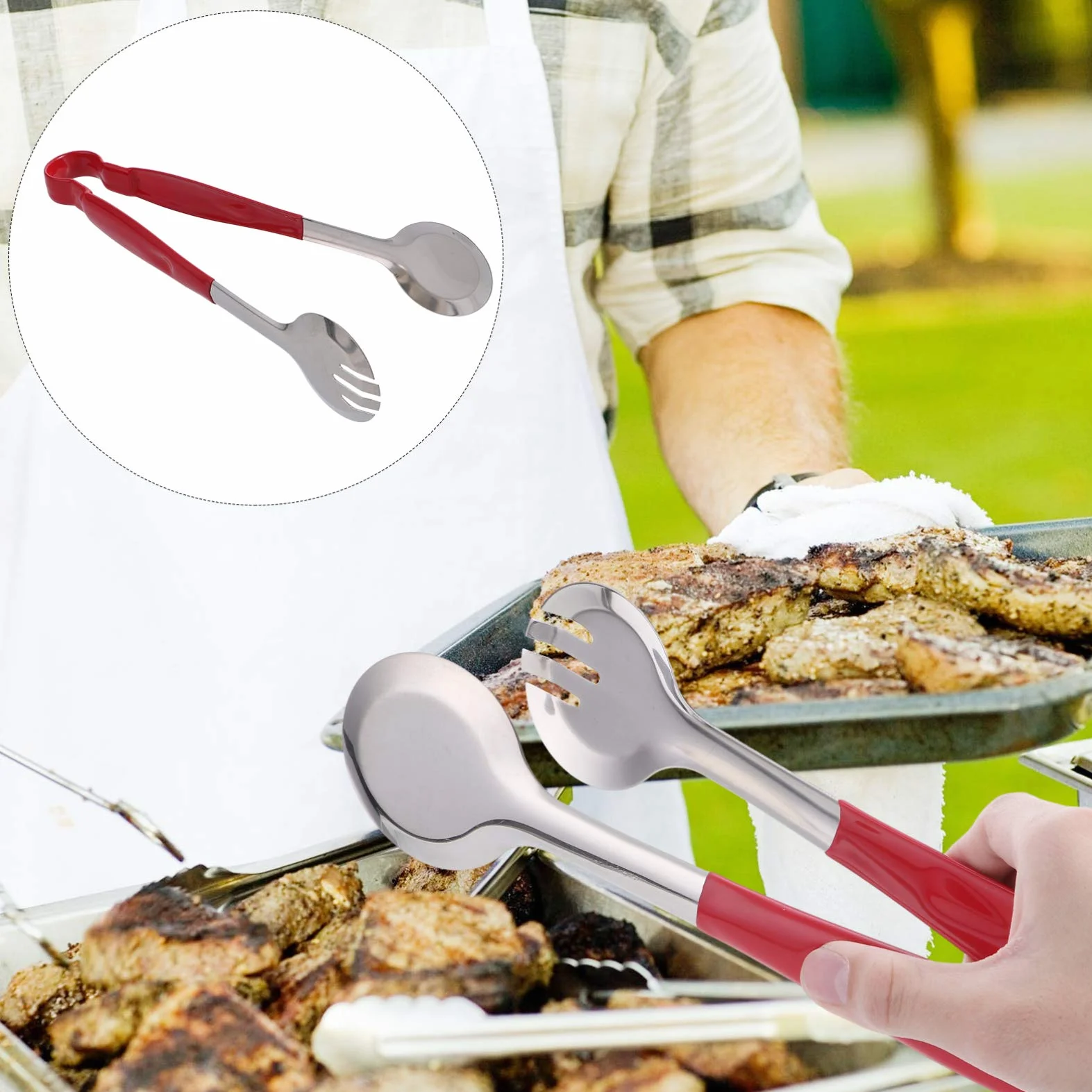 2 piezas de resistencia for pinzas domésticas Ensaladas rojas inoxidables Aparatos multifunción Pan y fiesta Pinzas for freír Cocina Filete Comida Pasta Metal Acero Calor Ensalada Barbacoa Buffet (Col