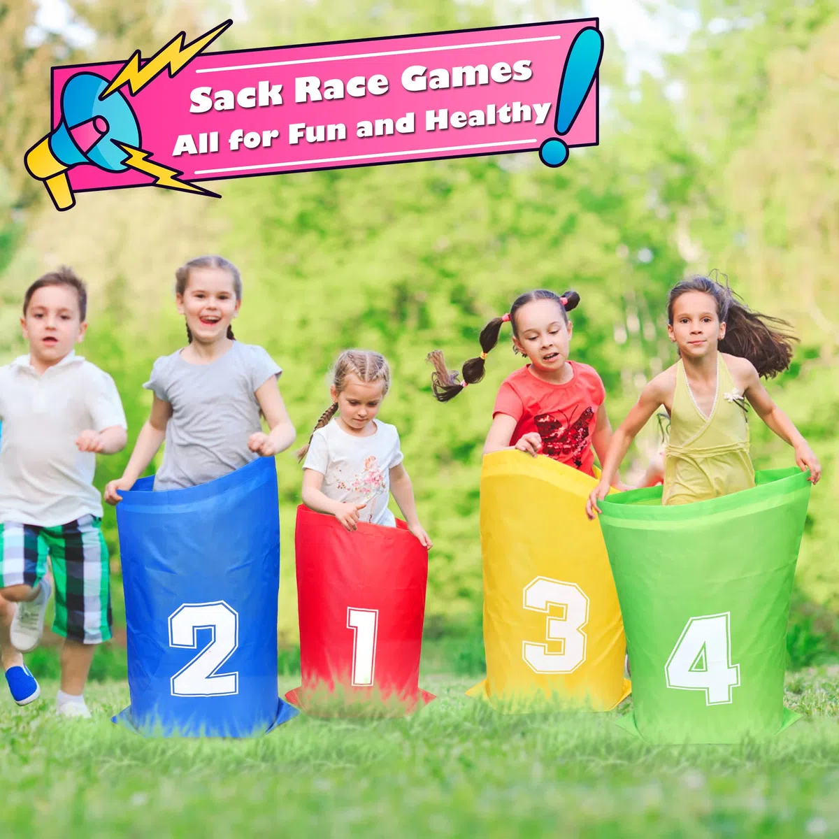 Chennyfun Sports Day Kit, 38 Piezas de Juegos para Exteriores y Jardín Deportivo para Niños, Incluye Sack Run, Lanzamiento Frijoles, 3 Patas y Huevos y Cucharas Juegos Familiares para Adultos y Niños