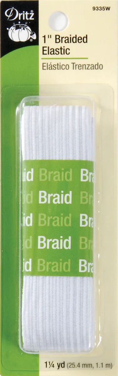 Dritz 9335 W Trenzado elástica, Blanco, 2,54 cm