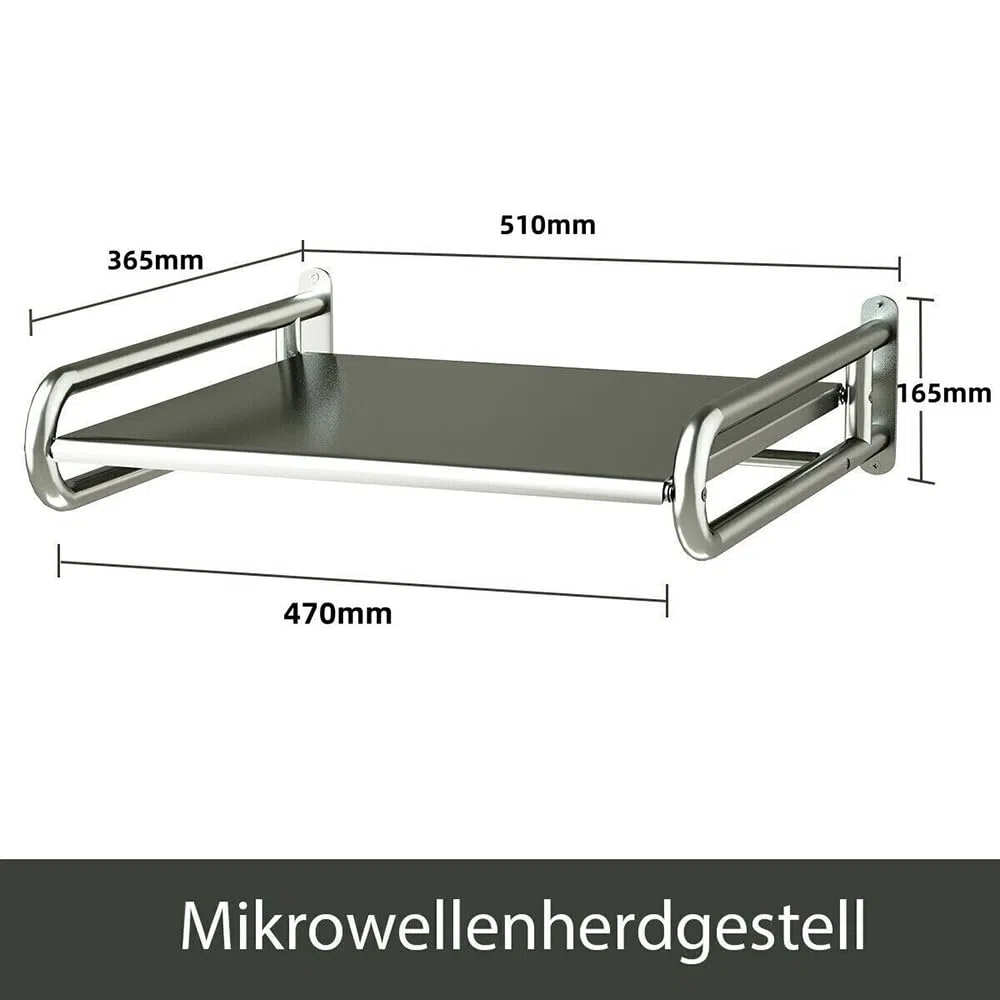 Estantería para microondas de acero inoxidable, soporte para horno y microondas, estante de cocina con gancho móvil