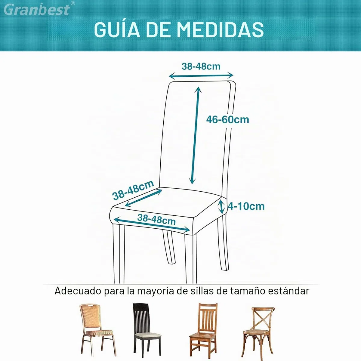 Granbest Fundas para sillas de alta elasticidad, juego universal de fundas de jacquard para sillas de comedor, protectores de silla extraíbles para comedor, cocina, restaurante y hotel (juego de 4