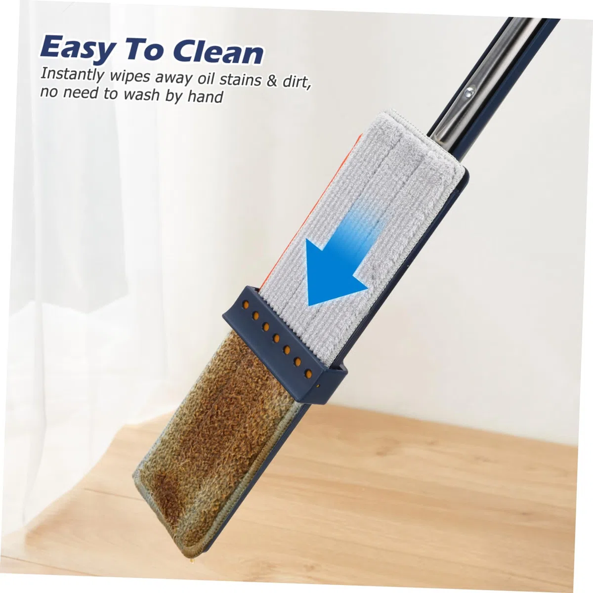 Yardwe Mopa Plana Sin Lavar 6 Piezas Azul, Fregona Multifuncional Almohadillas Absorbentes, Cabezal Grande para Limpieza Rápida, Almacenamiento Vertical, Adecuado para Suelos y Baños Domésticos