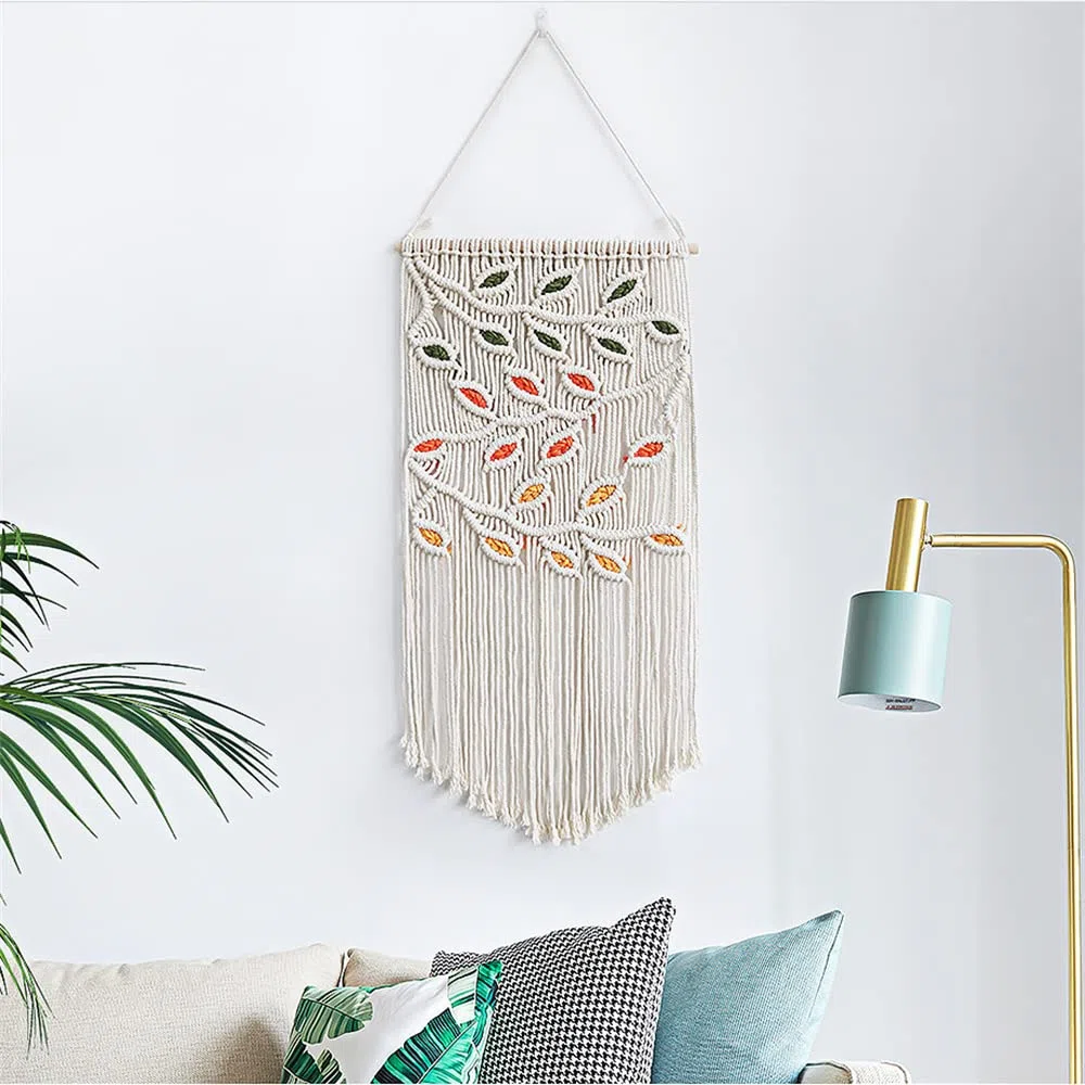 BMIDRUT Tapiz colgante de macramé bohemio tejido a mano, atrapasueños, decoración de pared para el hogar, frontón de pared, 40 x 80 cm