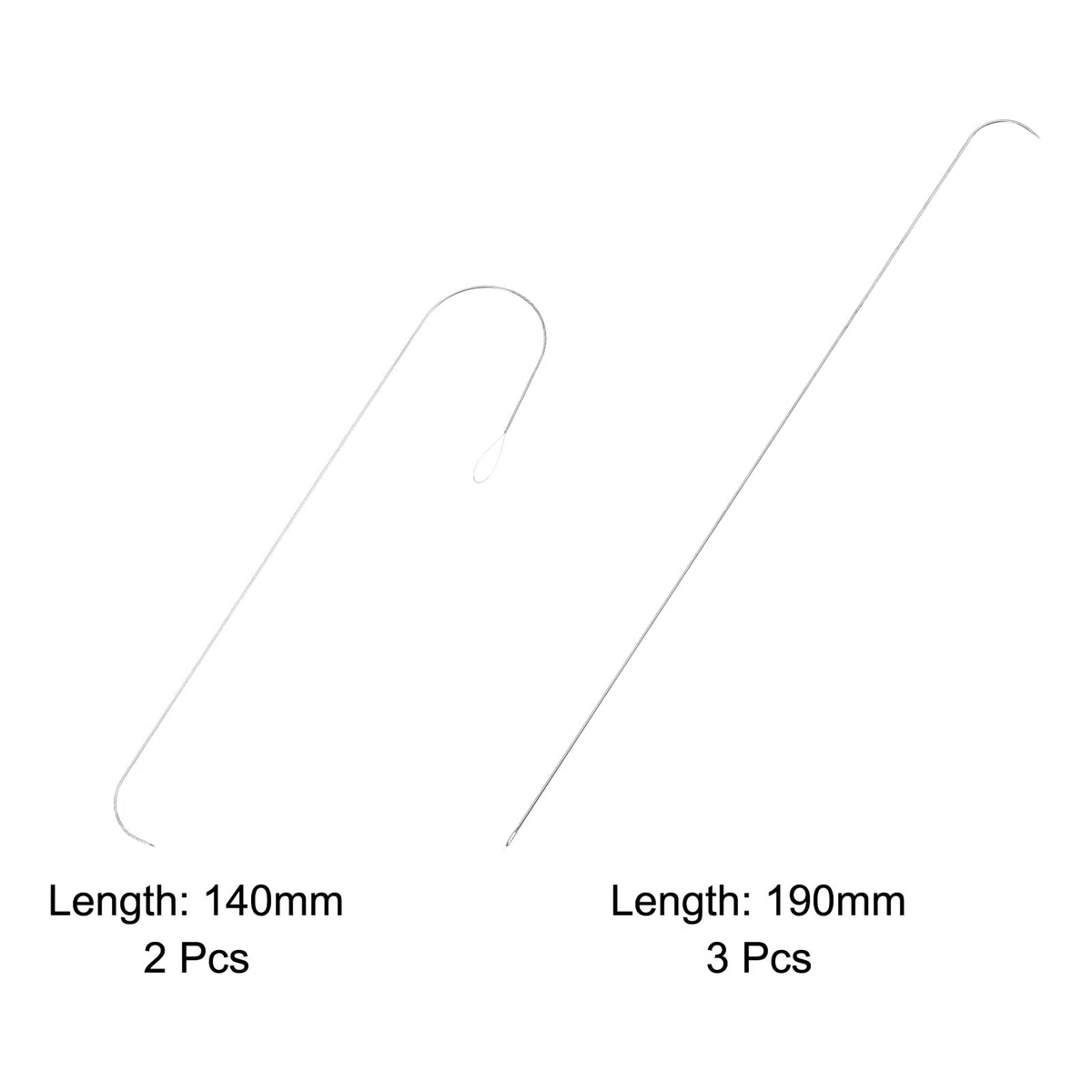 HARFINGTON 5 agujas giratorias de cuentas de 0,6 mm y 0,7 mm de diámetro, agujas de costura curvadas de acero inoxidable para bordar