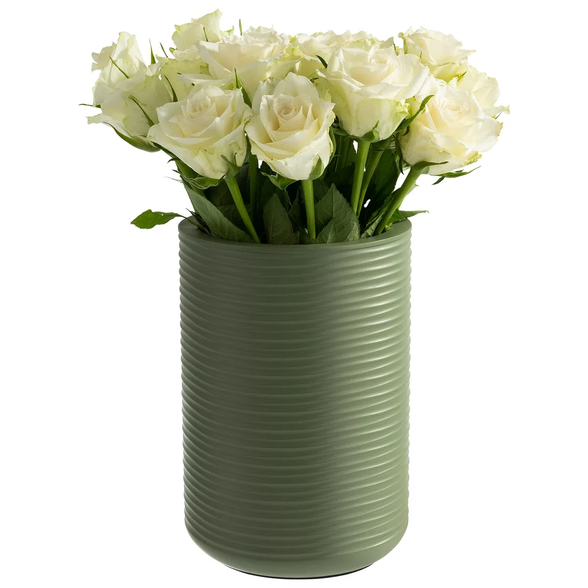 APS 36124 - Enfriador de botellas de hormigón estriado, con parte inferior suave para muebles, para botellas de 0,7-1,5 litros, diámetro de 13/10 cm, altura de 19,5 cm, color verde