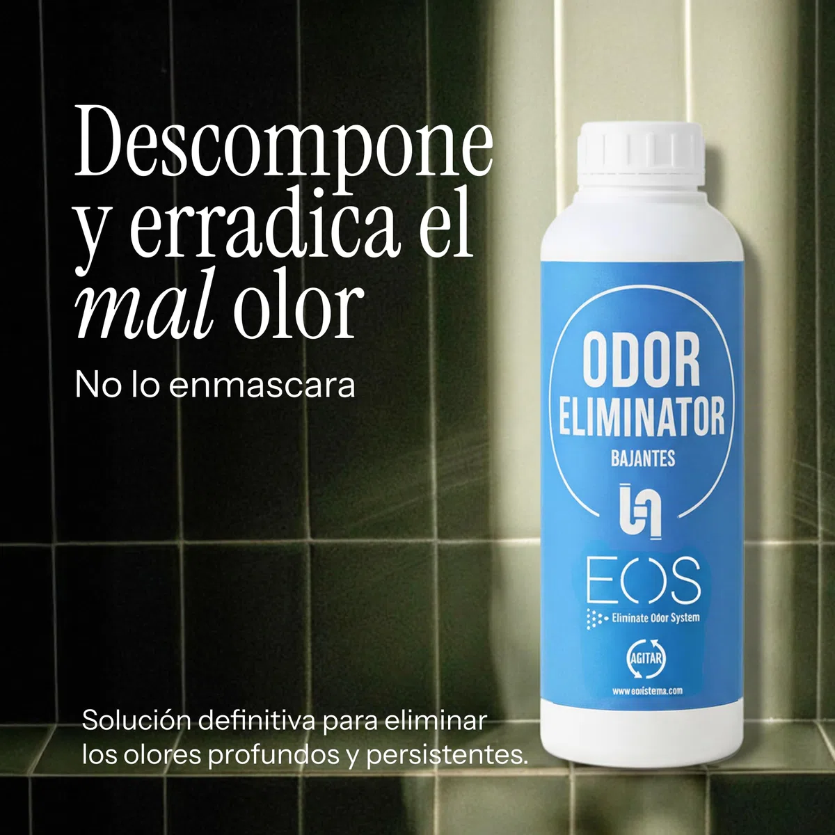 EOS Eliminador de Olores Bajantes | Neutralizador de Olores Limpia Tuberias Desagües Fosa Septica | Absorbe Olores Baño, Cocina, Hogar, Caravanas | Desodorizante para Eliminar Mal Olor Tuberias