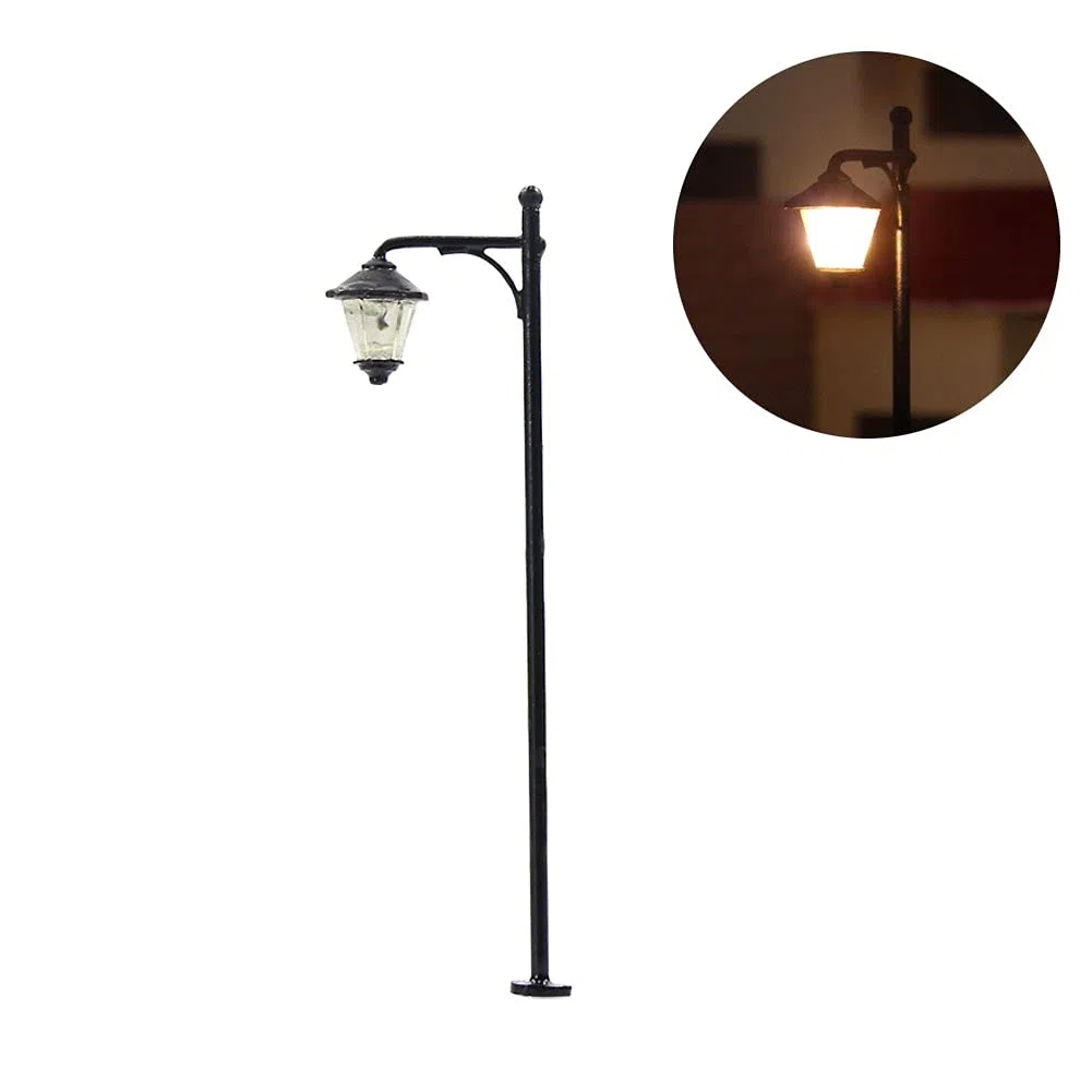 Evemodel 10 Piezas modelismo ferroviario Escala N Farolas de Luces de Calle de Cabeza única Leds Nuevos Miniatura Blanco cálido