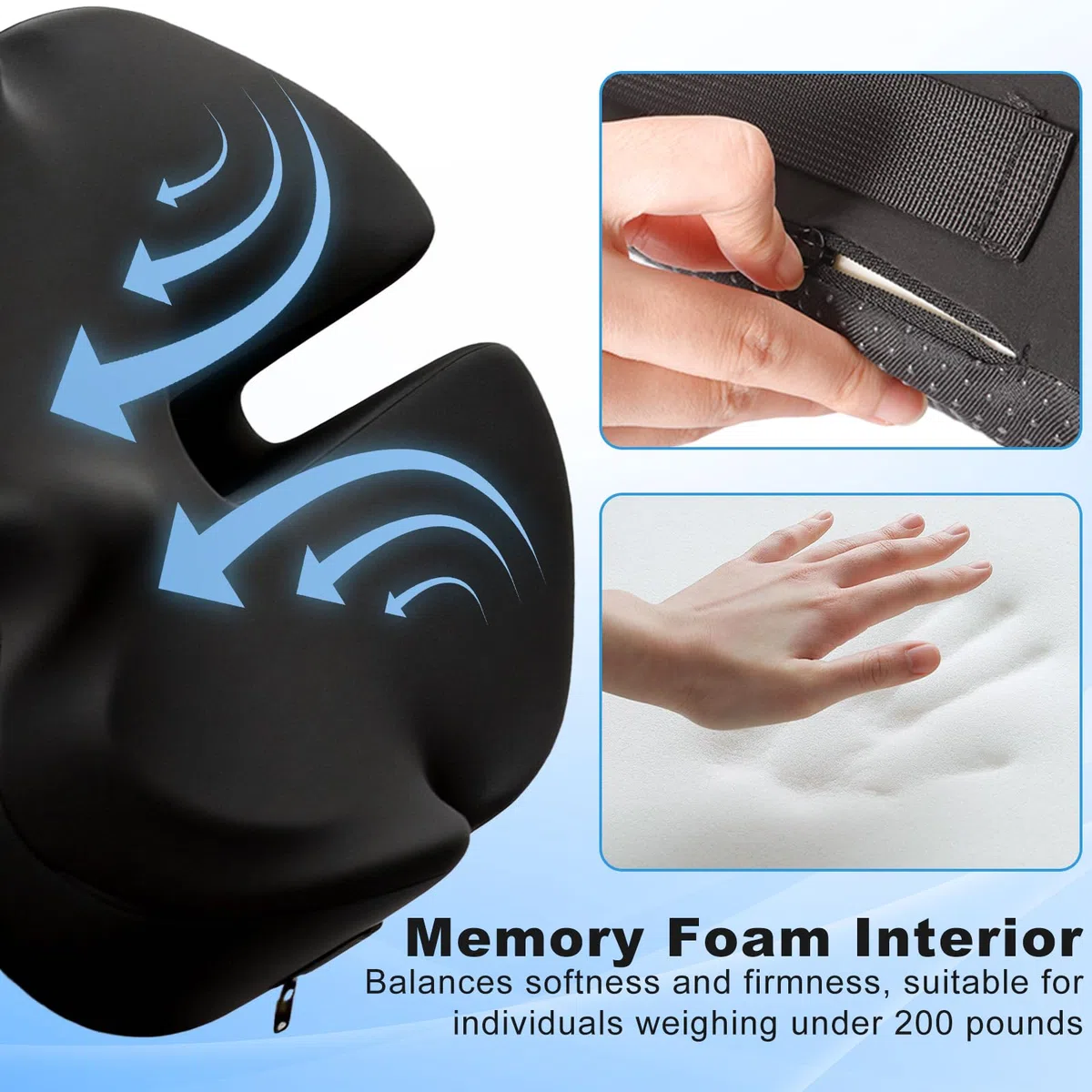 Cojin Silla Oficina, Cojín De Asiento Ergonómico De Espuma Memoria, Cojin Coxis Alivio del Dolor Cojin Silla para Silla De Oficina Y Hogar, Automóvil, Uso Diario