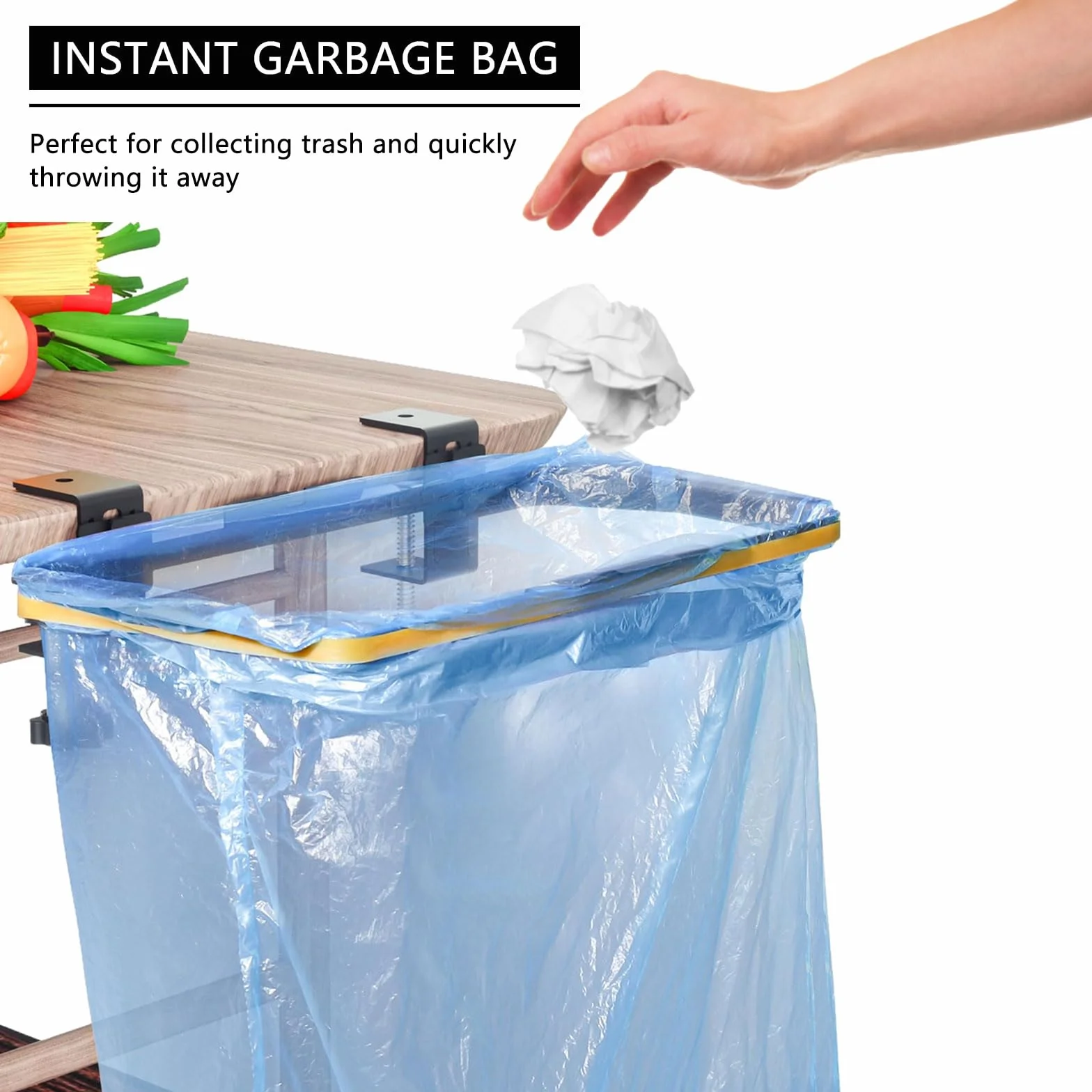 Soporte para Bolsa de Basura, Bolsa de Basura de AceroInoxidable Porta Bolsa para Colgar Soporte de Bolsa de Basura Colgante para Residuos en Cocina, Oficina, Camping, Picnics(Capacidad de Carga 5 kg)