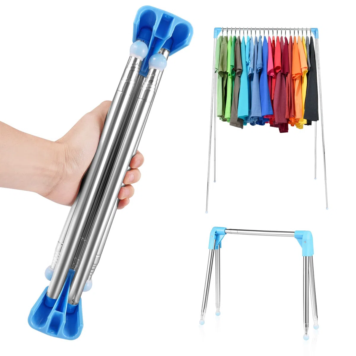 Tendedero Plegable portátil, Soporte de Suelo Plegable, Colgador de Ropa, Viajes al Aire Libre para Colgar Ropa de Viaje, Camping, Perchero retráctil