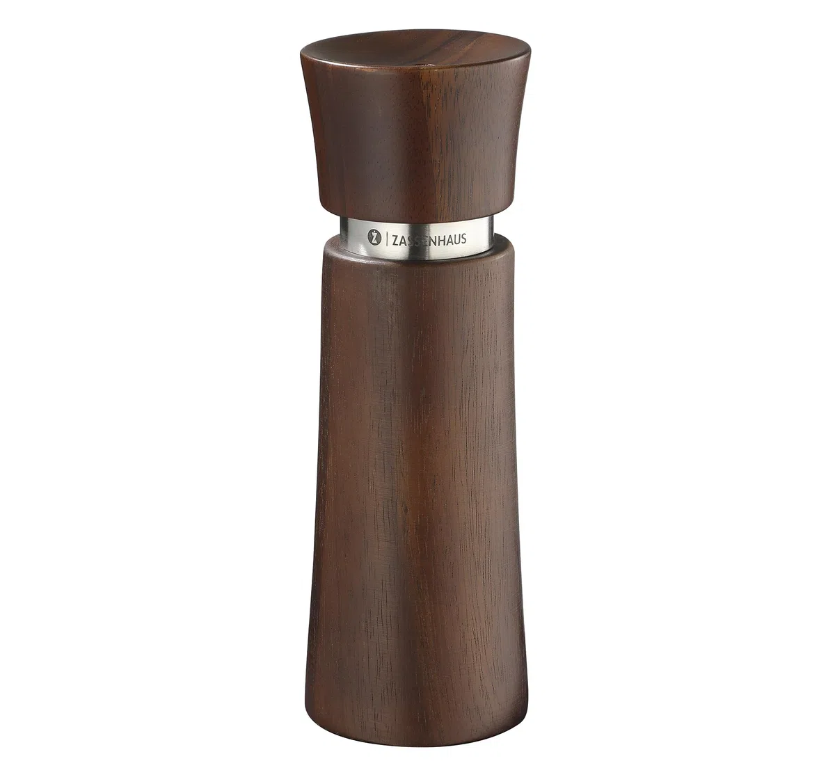 Zassenhaus Wiesbad - Molinillo de sal (17 cm, madera de acacia, mecanismo de cerámica de alto rendimiento, ajuste preciso de polvo a grueso, adecuado para diferentes especias)