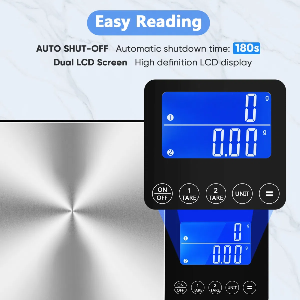 Báscula de cocina digital de doble plataforma,1 g y 0,01 g de precisión, capacidad de 15 kg y 500 g, Ideal para alimentos, hornear, cocinar y joyas, Pantalla LCD y función de acumulación