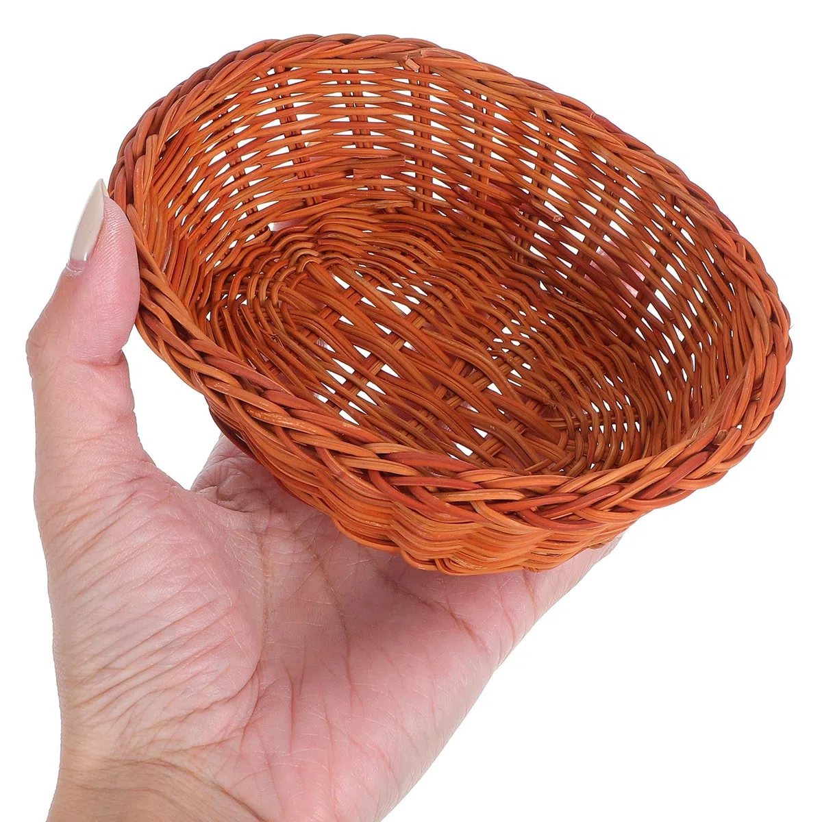 GANAZONO Cestas de Ratán Ovaladas para Pan y Galletas, 10 Piezas Apilables para Uso en Fiestas y Organización de Alimentos