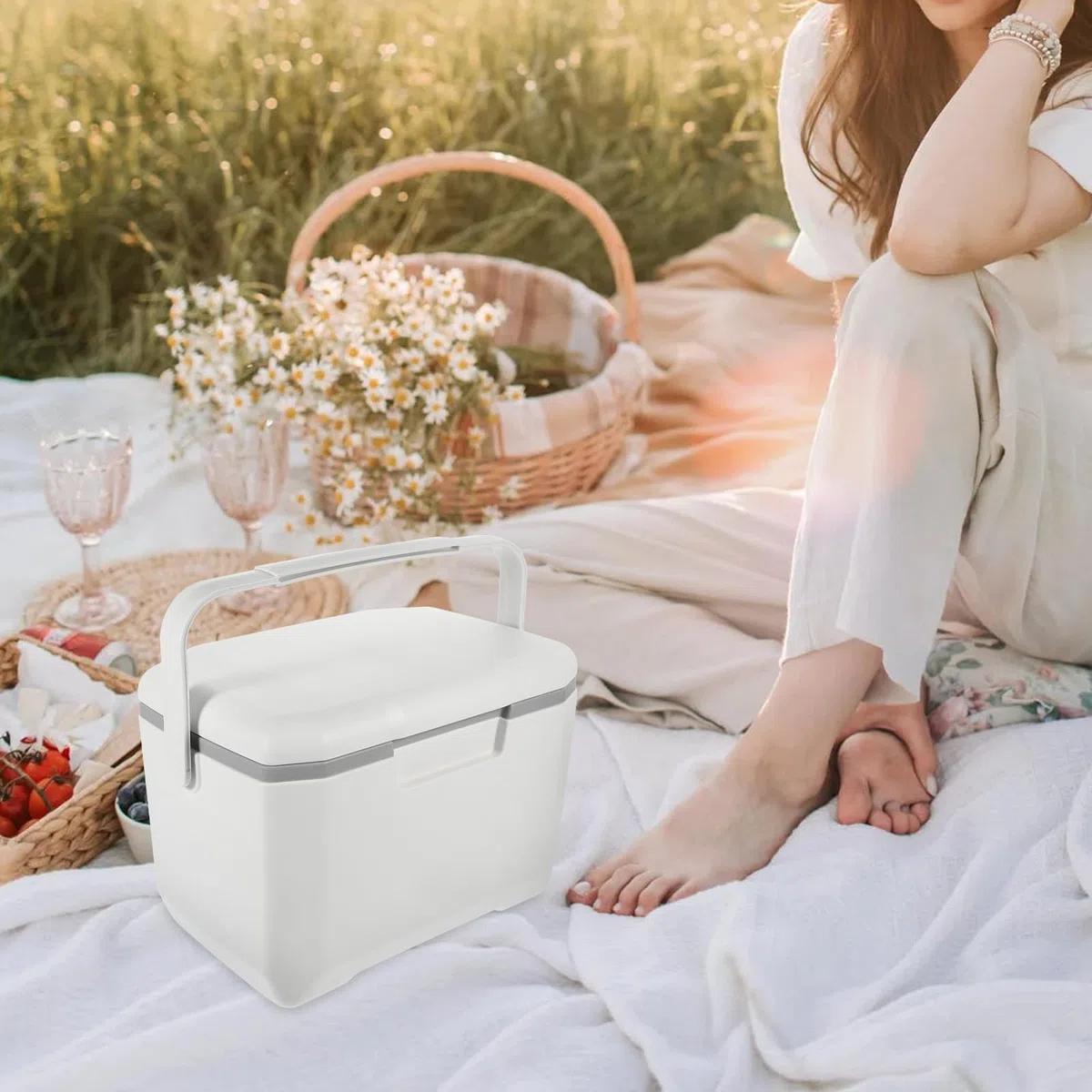 SECFOU Caja de Picnic Aislada para Exteriores de 6l Diseño Fácil de Transportar y Materiales PE, PU y PP para Mantener Alimentos y Bebidas Conservados por 48 Horas en Viajes y Salidas