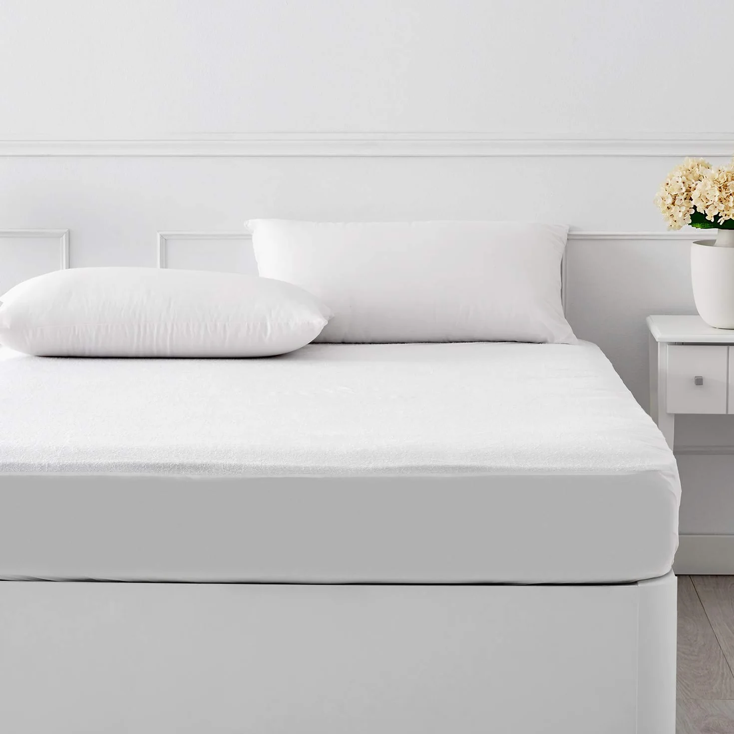 Pikolin Home - Protector de Colchón Impermeable Rizo y Transpirable Absorbente, Certificado Oeko-Tex, para Cama de 150, hasta 32 cm de Altura - Cubrecolchón 150 x 190/200 cm