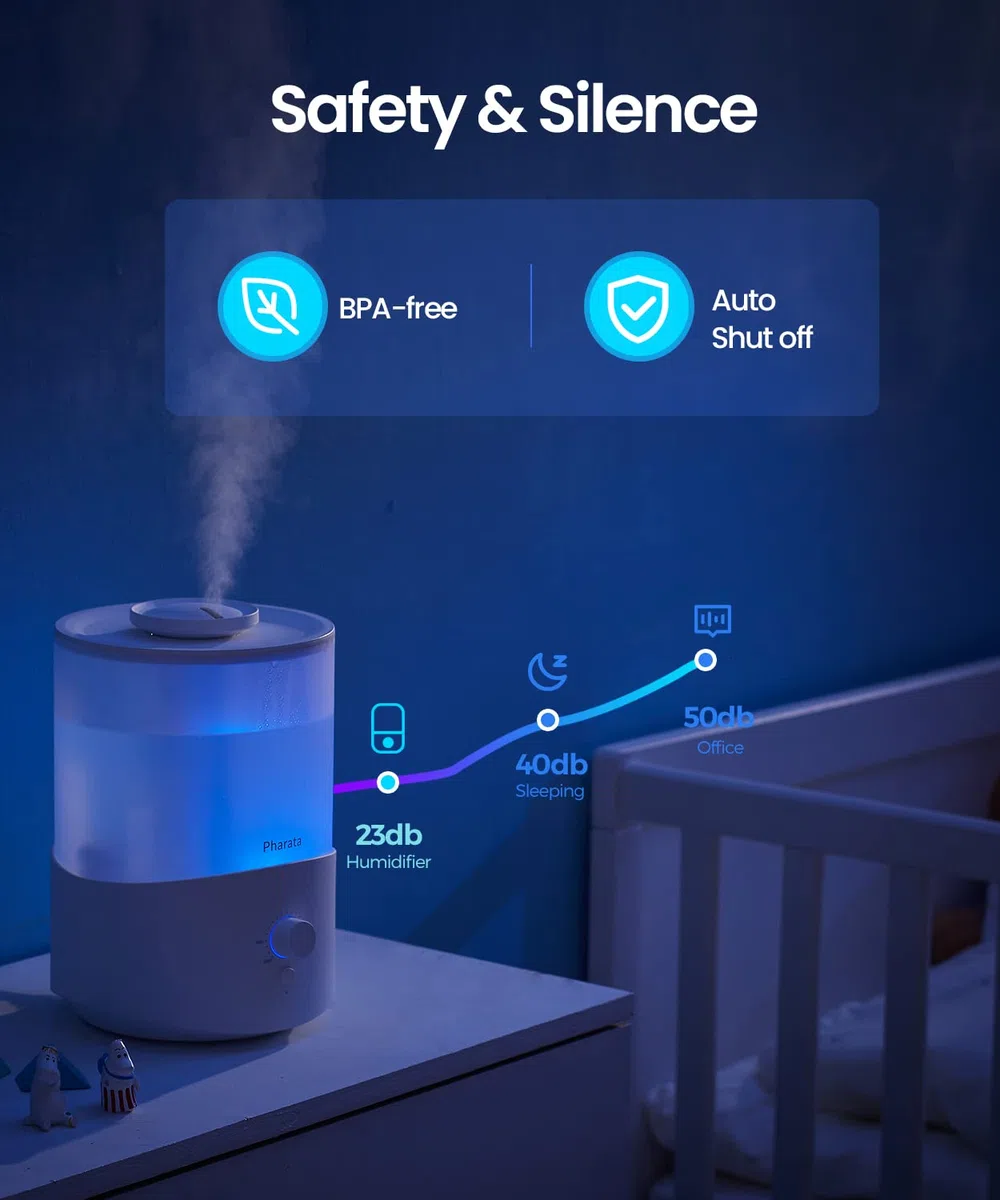 Pharata Humidificador de niebla fría de 2,5 L (blanco)