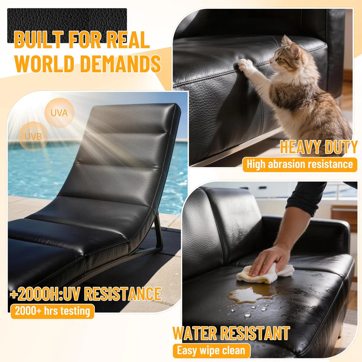 Meneng Tela de cuero de vinilo marino: rollo de 5 yardas de vinilo resistente para asiento de barco, impermeable y resistente a los arañazos, para tapicería marina, cojín y silla para exteriores