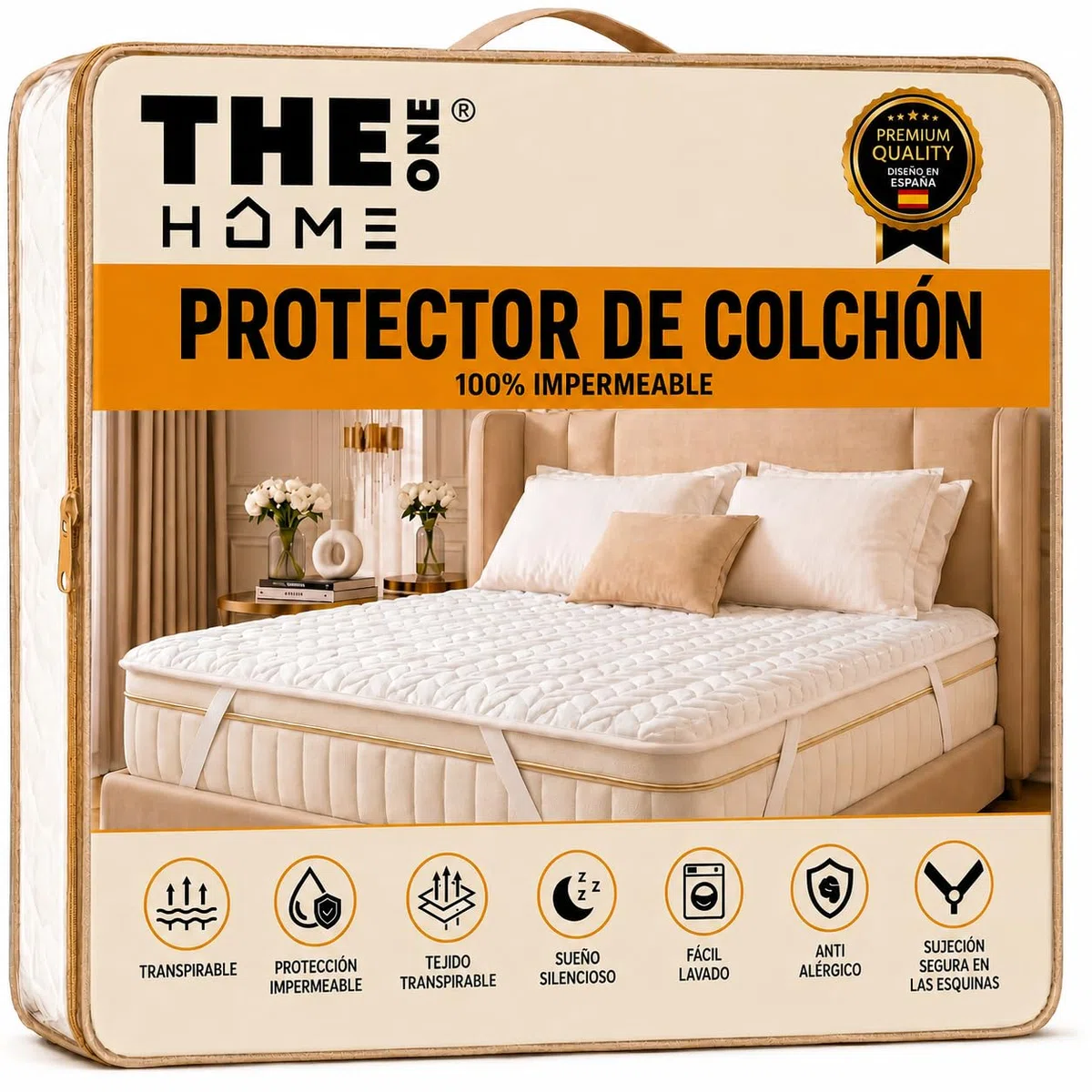 Protector de Colchón 150x190/200 cm Impermeable Acolchado Onda, Funda Cubre Colchón Ajustable Esquinas Elásticas hasta 35 cm, Cama Matrimonio, Transpirable Silencioso