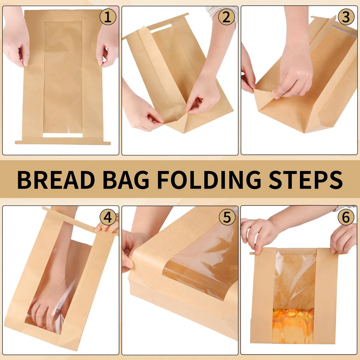 120 bolsas de papel para pan casero, bolsas de pan de masa madre con cierre de pestaña de estaño, ventana frontal transparente y etiquetas adhesivas de sellado, bolsas de panadería para galletas, pan