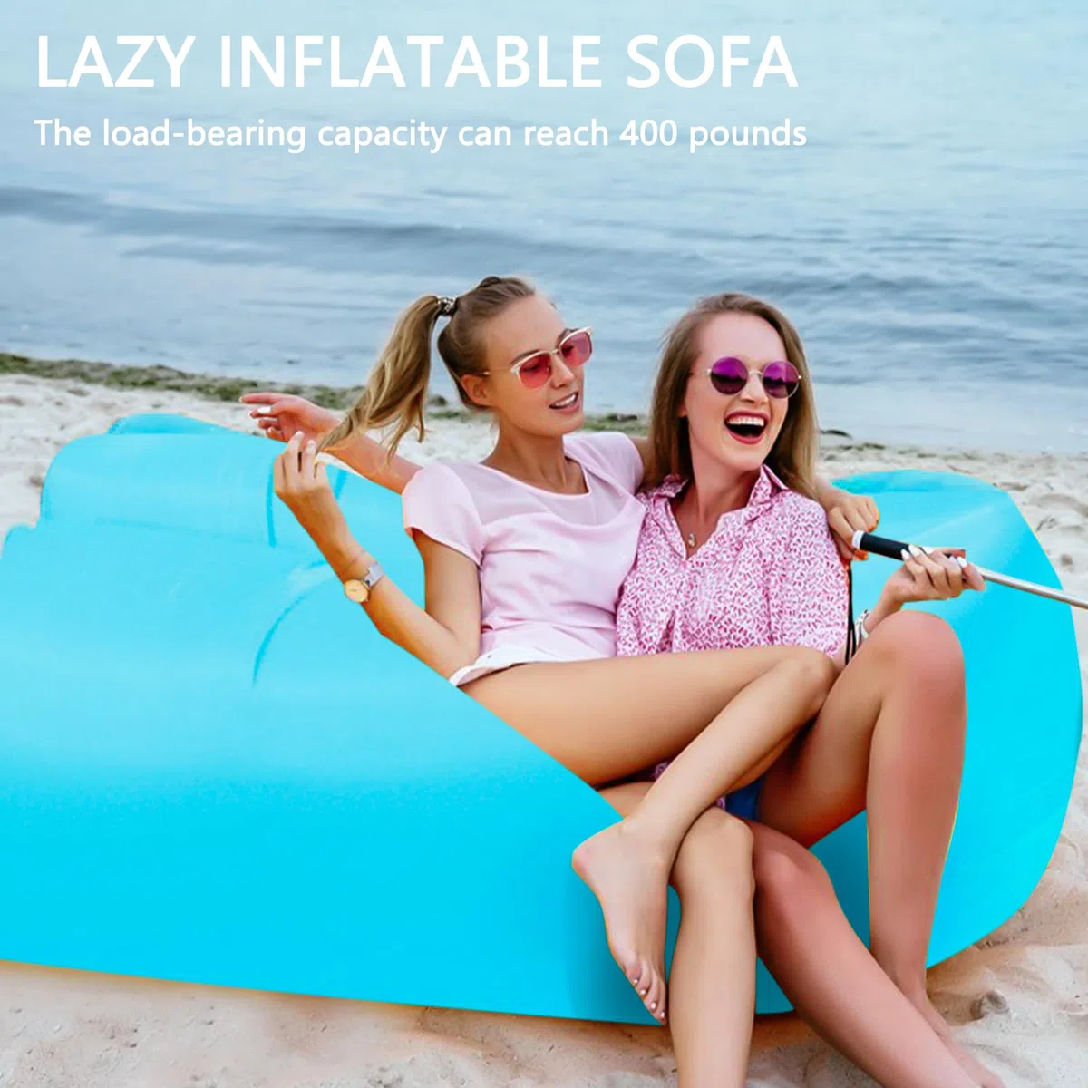 Sofá Inflable Playa, Tumbona Hinchable, 200 * 70cm Sofá Inflable Portátil Plegable, Anti Fugas de Aire con Paquete portátil Bolsa de Aire para Viajes, Camping, Festivales de Música